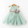 Sleeveless Baby Kids Lace Mesh Dresses for Children's Wedding Party Clothing Princess Girls Flowers Dress