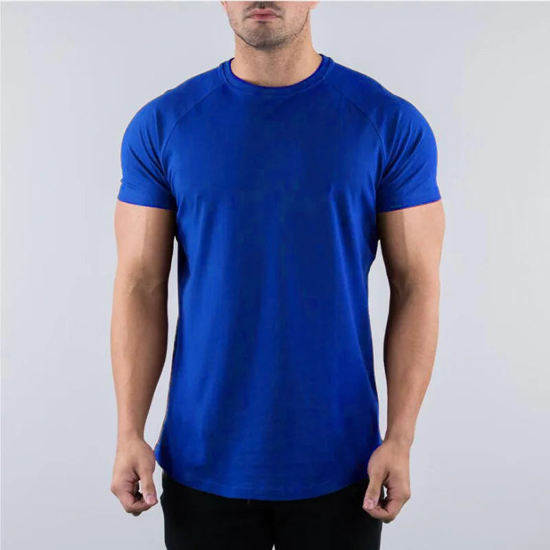 Men'S Summer Skinny Casual T-Shirt Short Sleeve Tee Male Gym Fitness Sport Cotton Tops Man Running Workouts Sweatshirt Clothing