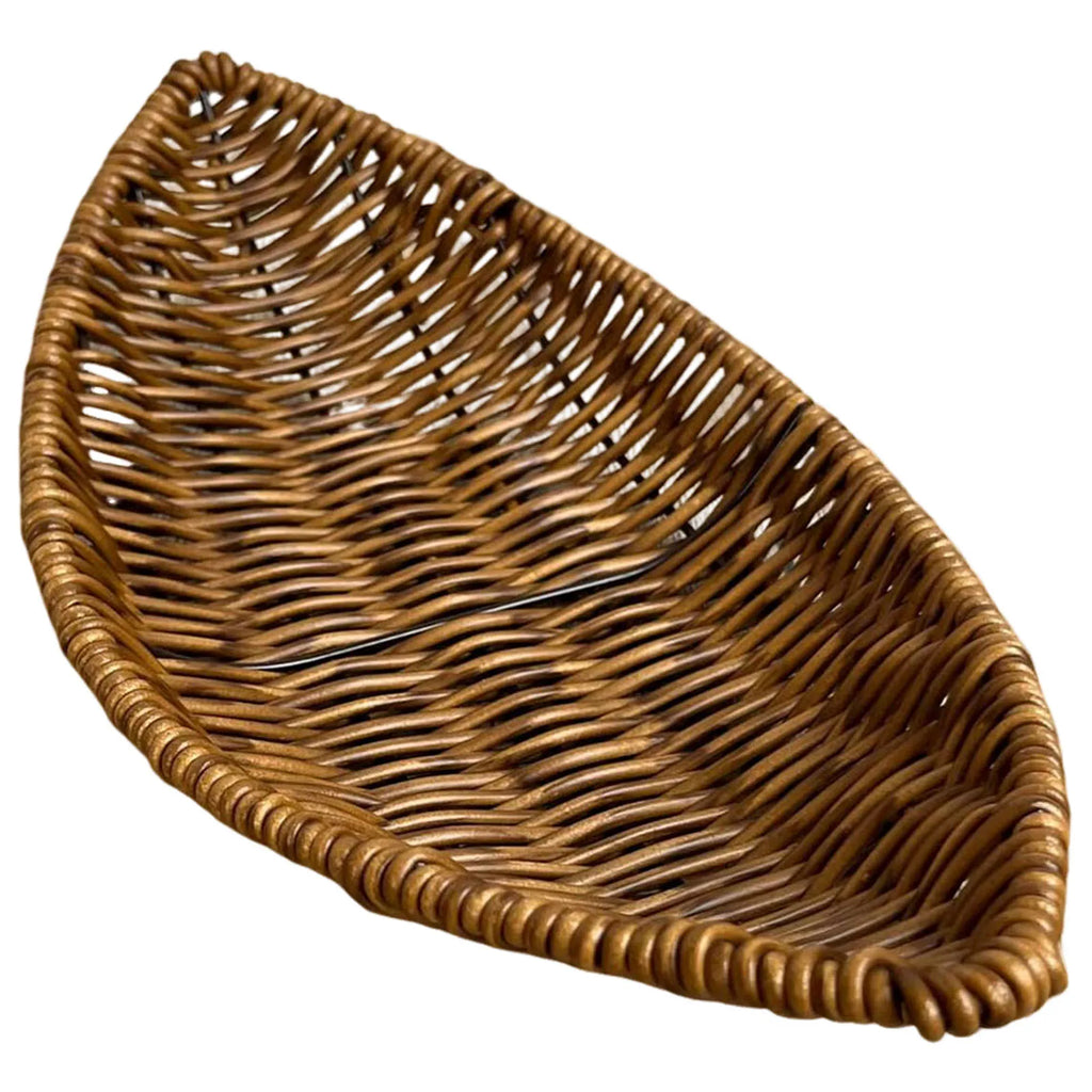 Leaf Shape Bread Display Fruit Dish Baskets Leaf Rattan Weaving Basket Serving Storage Bowls for Family Friend Neighbor Gift