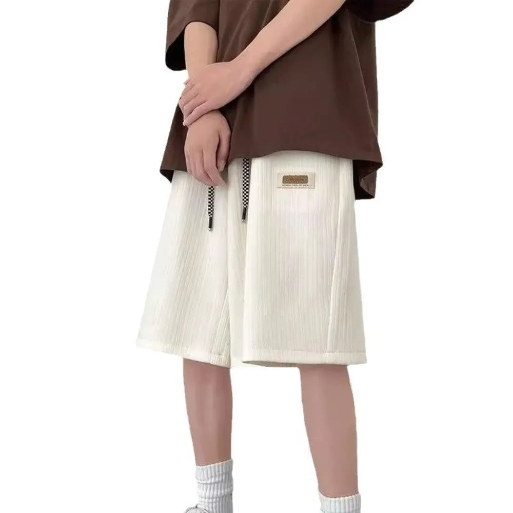 Trendy Thin Shorts for Men Elastic Waist Drawstring Summer Shorts Loose Breathable Running Shorts Summer Wear