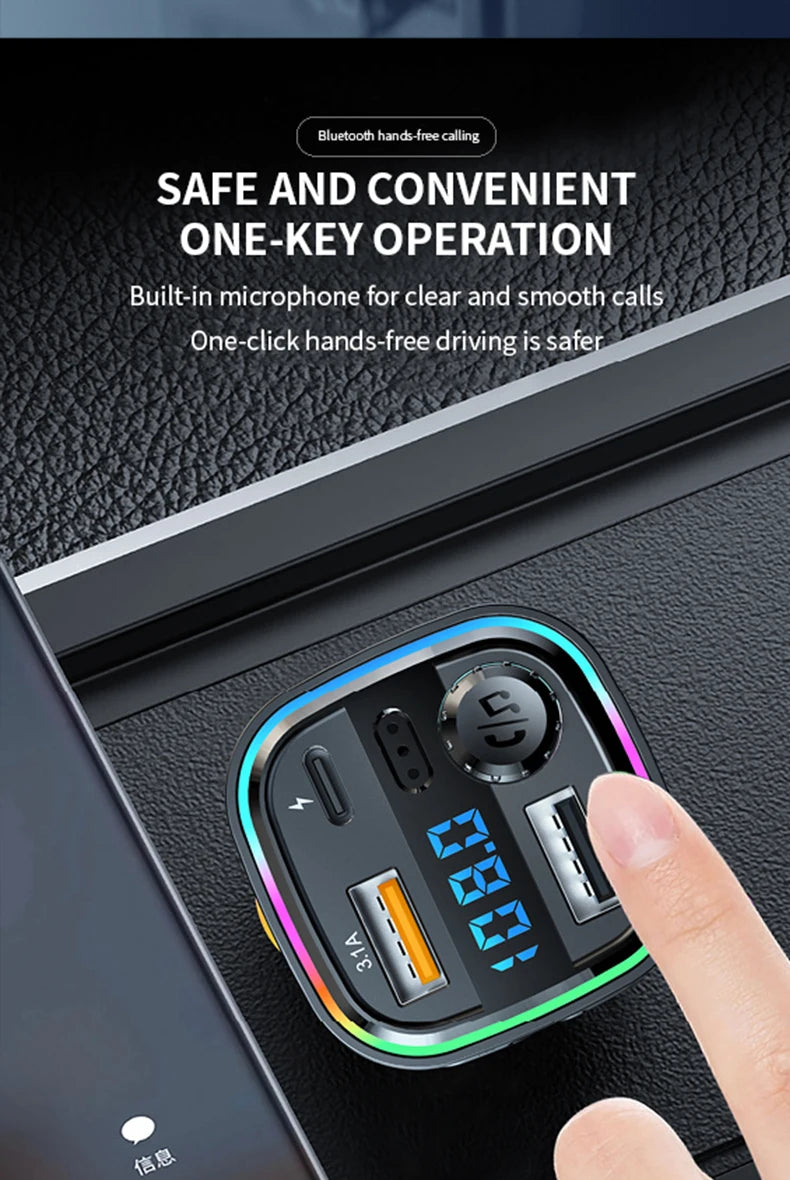 Newest C26 Bluetooth 5.0 FM Transmitter Handsfree Car Radio Modulator MP3 Player USB Super Quick Charge Adapter Car Accessories