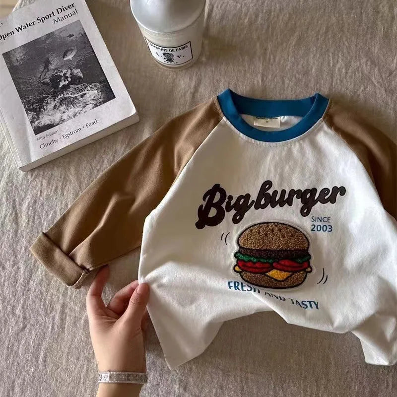 Long Sleeve Tees For Boys And Girls Cartoon Printing Round Neck Base Shirt Toddler New Thin Cotton Soft Crewneck Tshirt