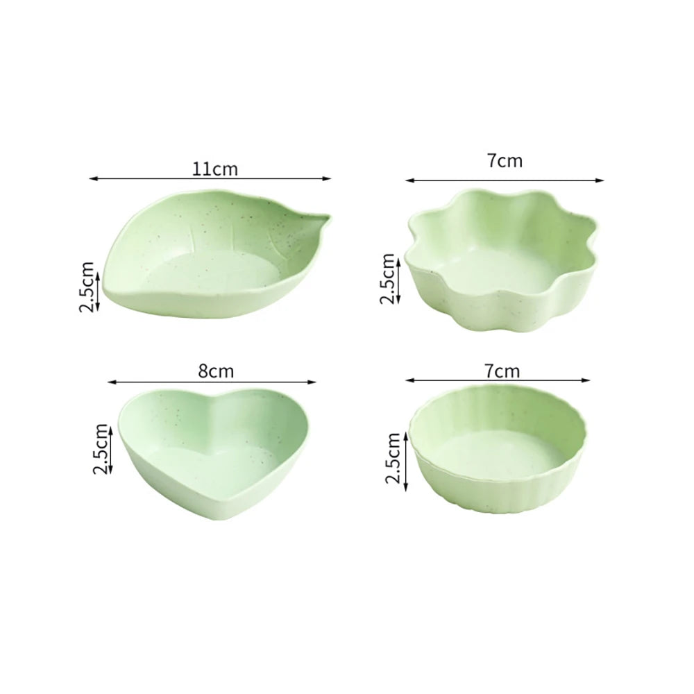 6PCS Wheat Straw Seasoning Dish Household Kitchen Creative Dipping Snack Dish Plastic Small Plate Tableware