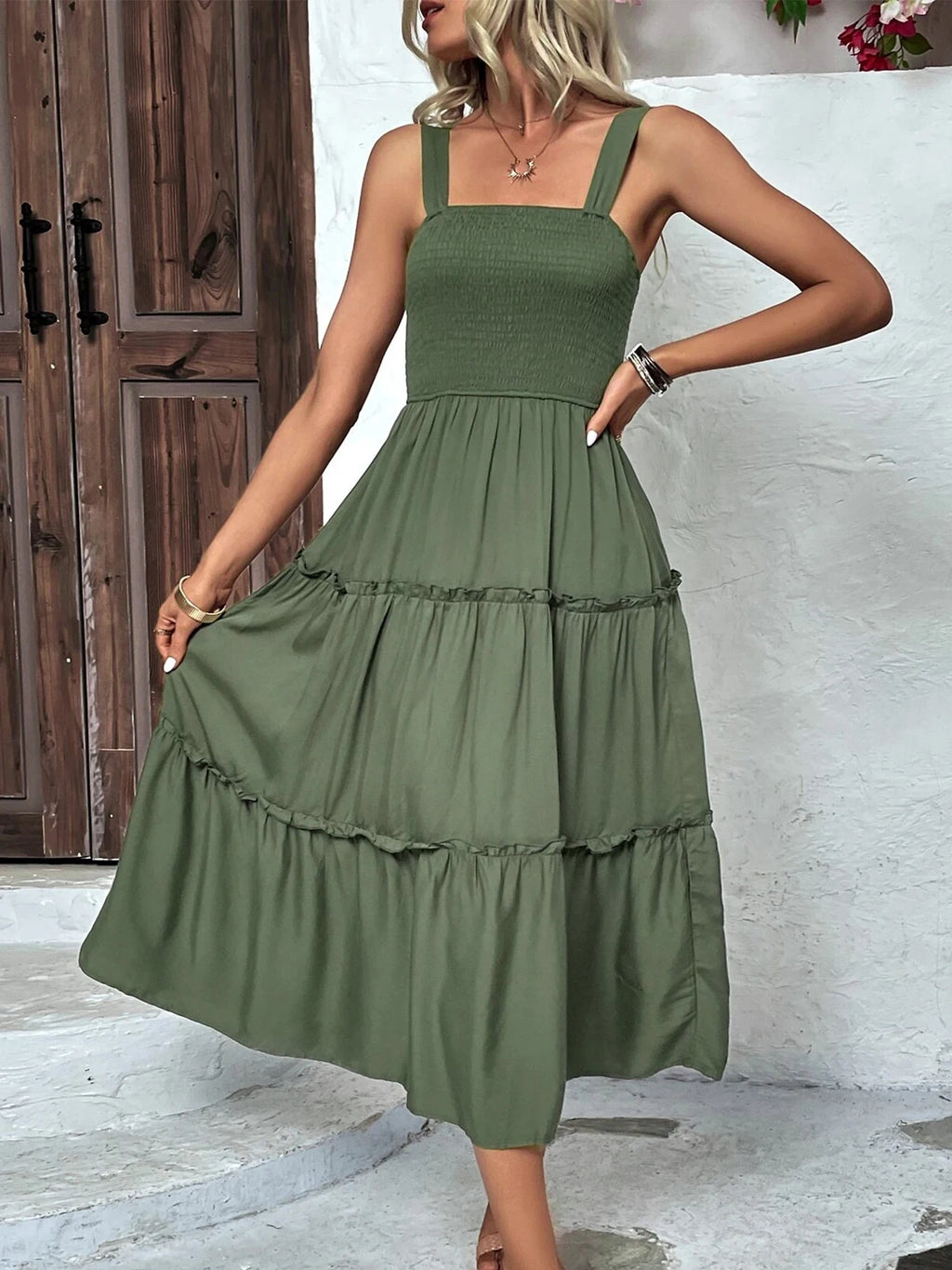Summer Sexy Bodycon Tube Strap Dress for Party Beachwear Women's Ruched Bust Ruffle Hem Sleeveless Slip Dress
