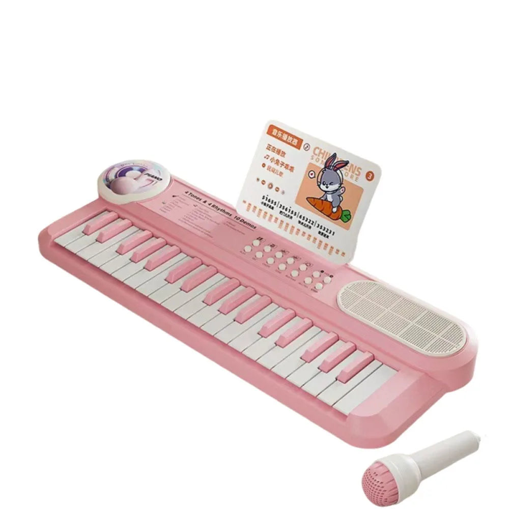 37-Key Kids' Electronic Piano Keyboard with Microphone - Educational