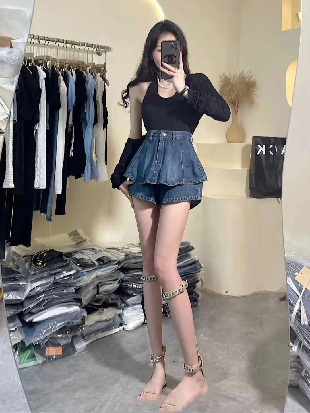 plus Size Retro Denim  Skirt Women's Thin A-Line Cake Skirt Slimming High Waist Jeans Skirt Casual High Waist Skirt