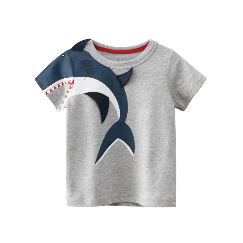 Tsaujia Boys' Short Sleeve Cotton T-Shirt - Cartoon Print Active Top