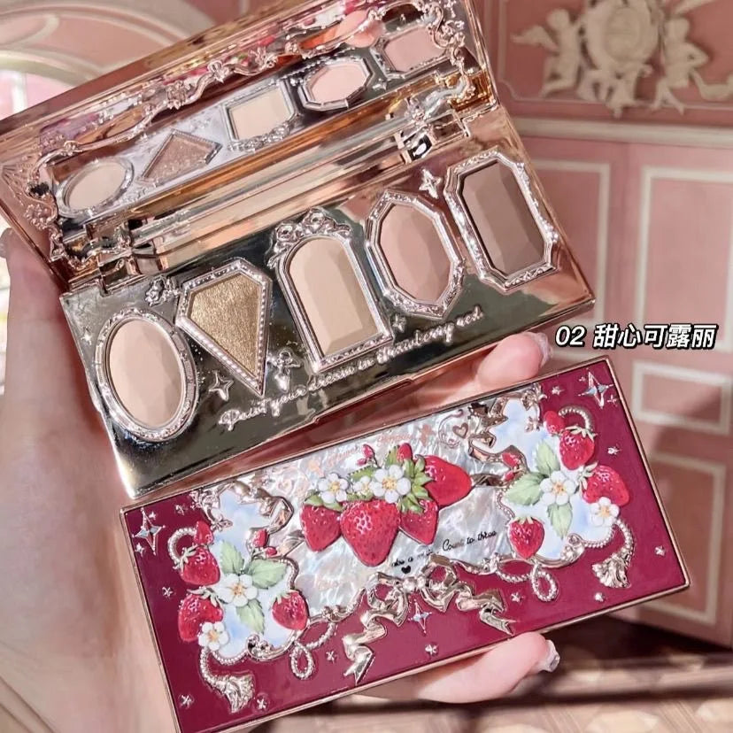 Flowerknows 6 Color Eye Shadow Palette Shell's Jewel Matte Pearl Metallic Glitter Eyeshadow Makeup Long-Wearing for Eyes