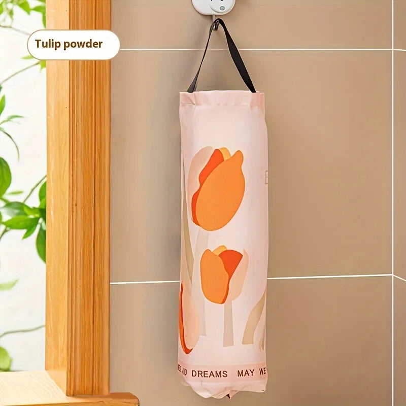 1 bolsa de almacenamiento de basura, artefacto de almacenamiento de cocina montado en la pared, bolsa colgante para almacenamiento de bolsas de plástico de basura, clasificación de artículos varios
