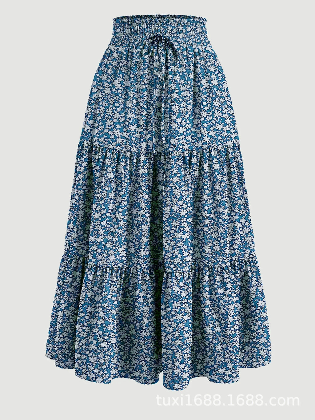 1PC Women's Summer Solid Color Bohemian A-line Midi Skirts 2026 New Female Vacation Casual Loose Faldas