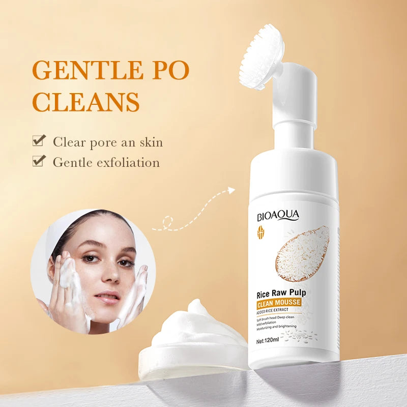 BIOAQUA White Rice Facial Cleanser Whitening Deep Cleansing Face Massage Moisturizing Anti-aging Face Wash Foam Facial Cleanser