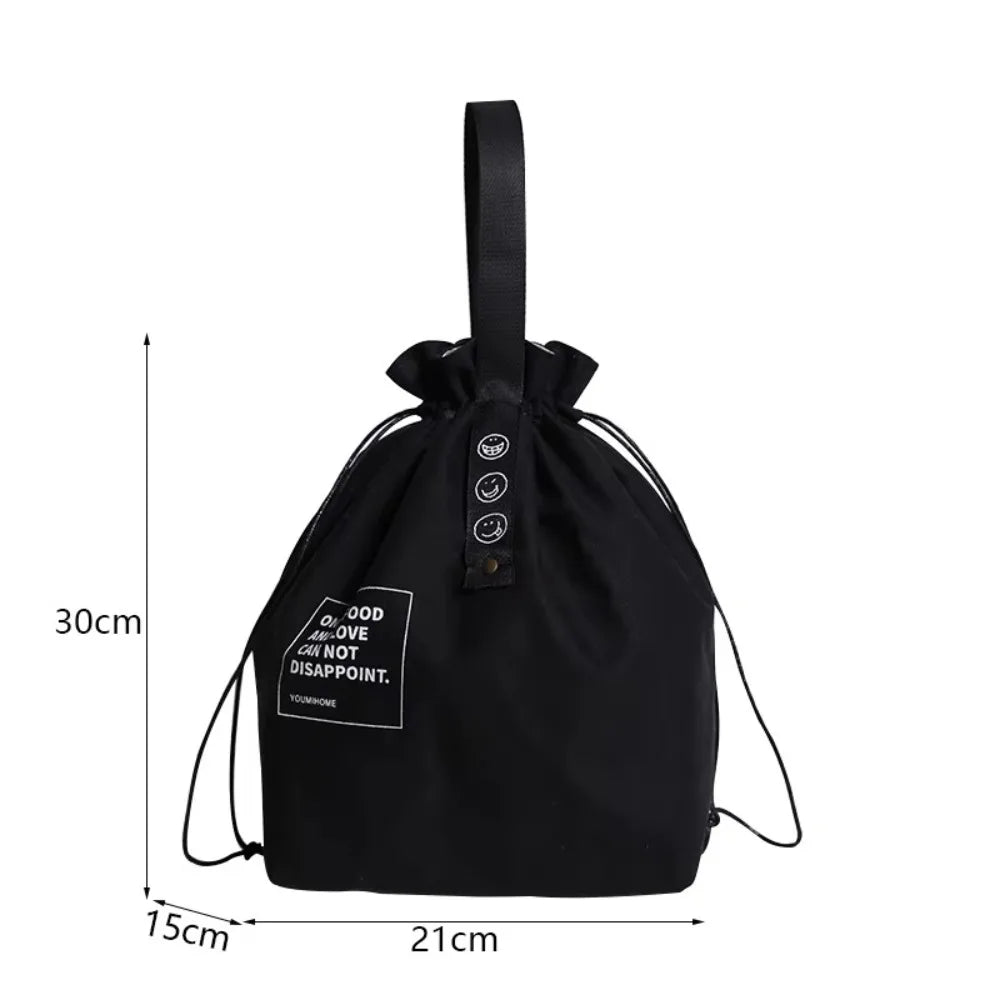 Bolsa de Picnic Portátil de Lona, Diseño con Cordón para Mantener Fresco, Bolsa Térmica Aislada para el Almuerzo Escolar