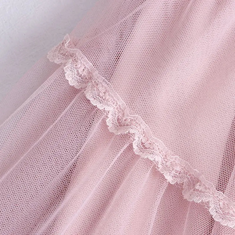 Sweet Lace A-Line Half Skirt Women's Spring Summer New Style Elastic Waist Slimming Cake Skirt High Waist Polyester Fiber