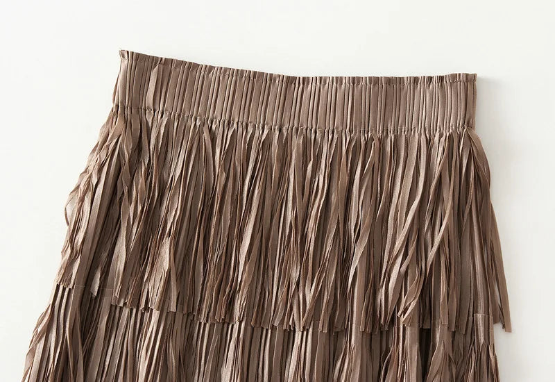Luxury Multi Solid Colors Pleated Skirt for Women's Large Hem Folds A-line Skirts Female 2025 Loose Fashion Skirts Casual 0666