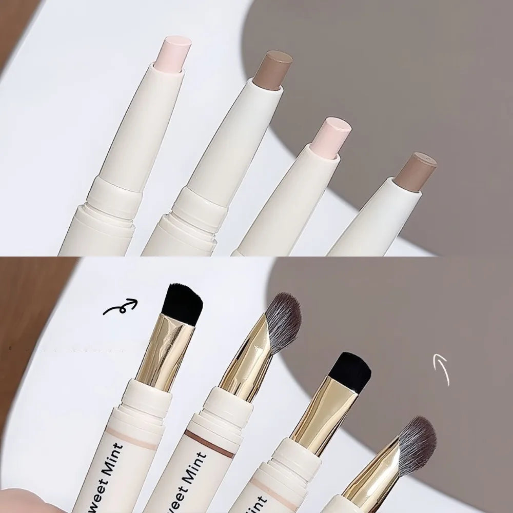 Dual-Ended Face Contour & Highlight Stick 3D Nose Shadow with Smudge Brush Silky Smooth Concealer Pen Natural Sculpting Makeup
