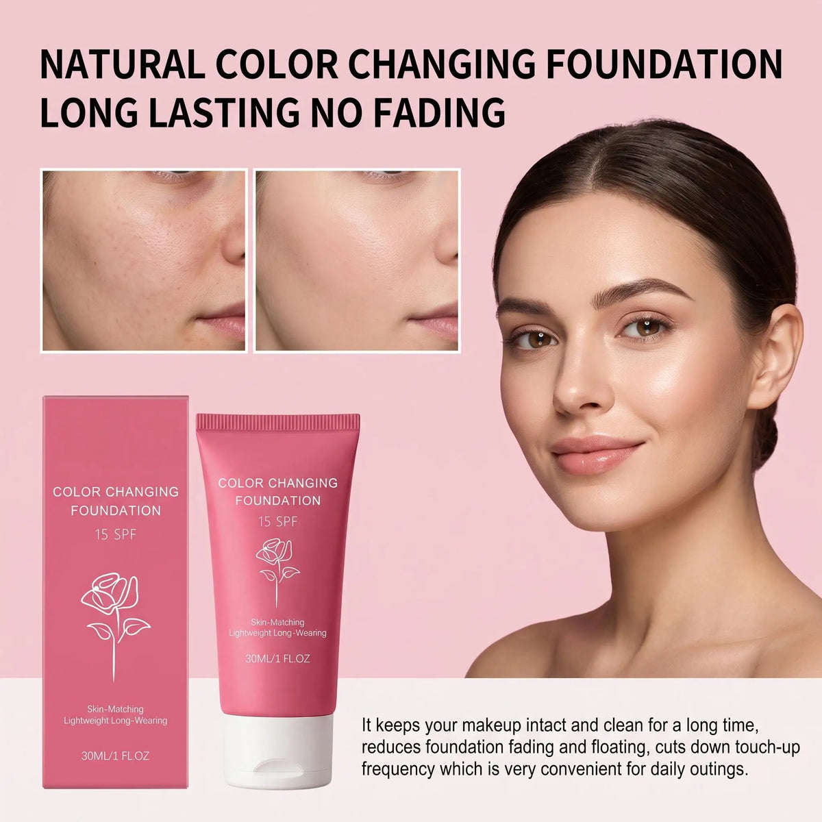 Korean Color Changing Foundation Liquid, 30g SPF 15 Makeup Base
