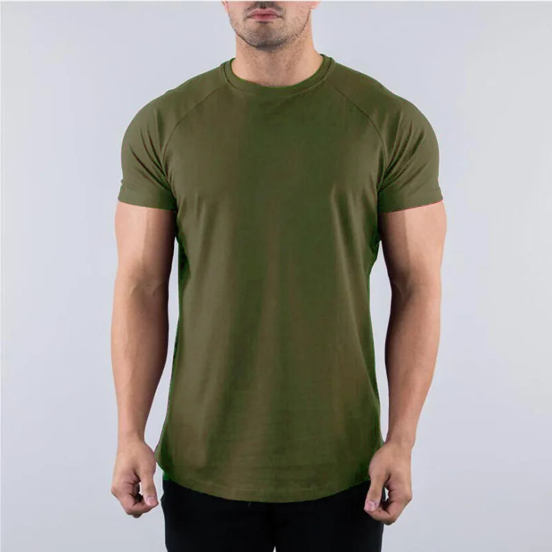 Men'S Summer Skinny Casual T-Shirt Short Sleeve Tee Male Gym Fitness Sport Cotton Tops Man Running Workouts Sweatshirt Clothing