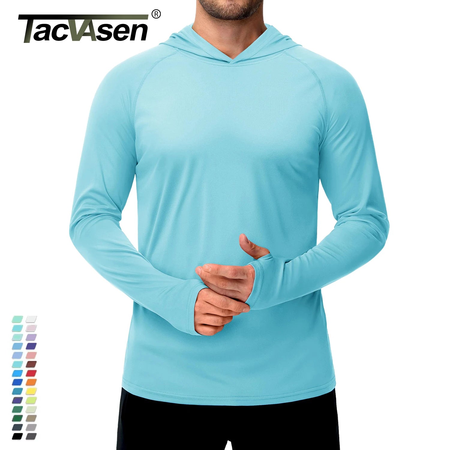 Tacvasen Sun Protection Shirts Mens Long Sleeve Hoodie Casual Uv-Proof T-Shirts Breathable Lightweight Quick Dry T Shirts Swim