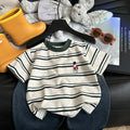 Summer Cotton Children Stripe Short Sleeve T-shirt For Boys and Girls Vintage Fashion Tops