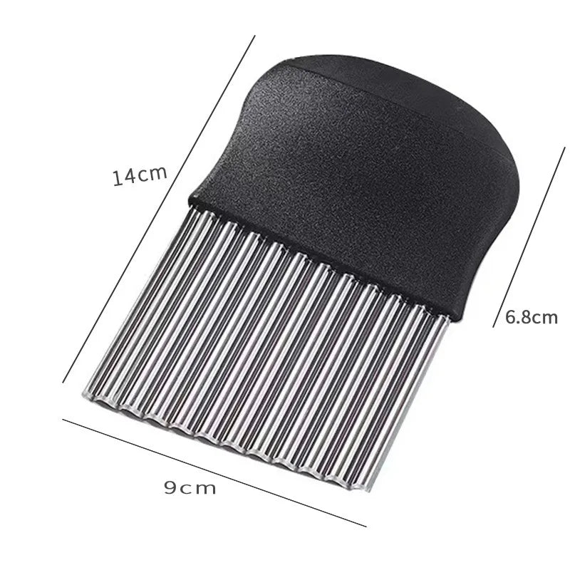 Cortador Ondulado de Patatas Fritas de Acero Inoxidable para Masa, Verduras, Frutas, Cuchillo de Cocina, Picador, Herramientas para Hacer Patatas Fritas, Gadget