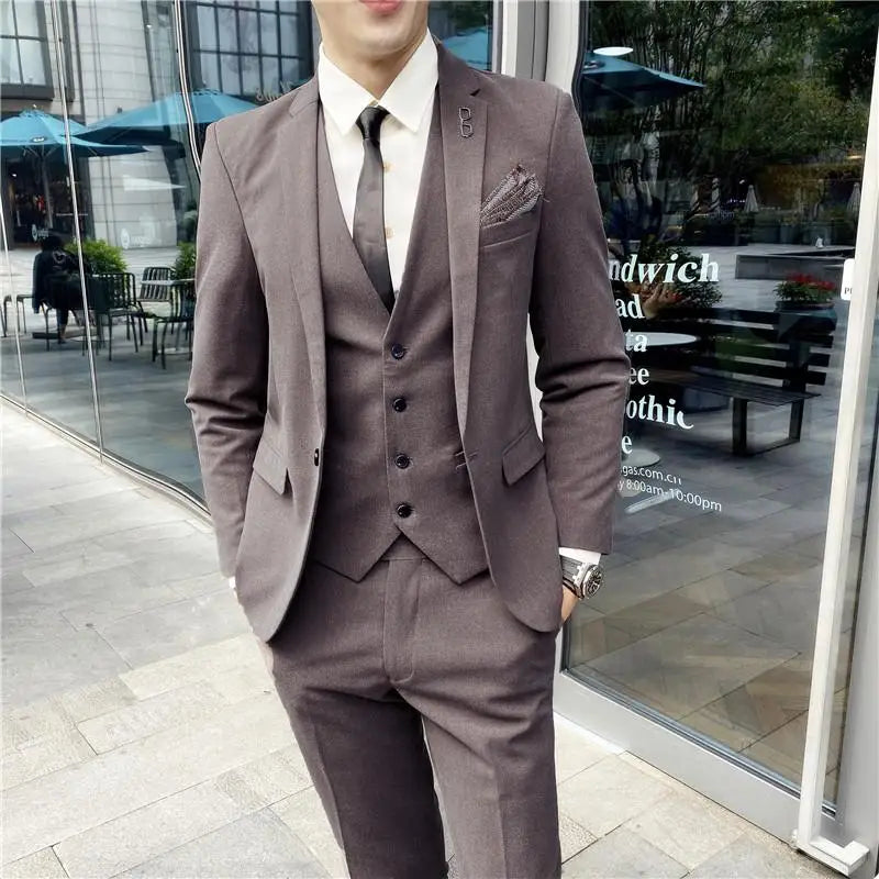Men's Slim Fit Three Piece Suit Set by Banquet Blaze All In One Formal Wedding Banquet Wear for Stylish Men