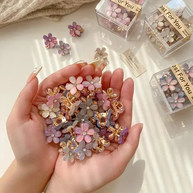 1/10pcs Cute Mini Flower Hairclip Claws Women Girls Colorful Opal Hairpins Sweet Small Headdress Barrettes Accessories