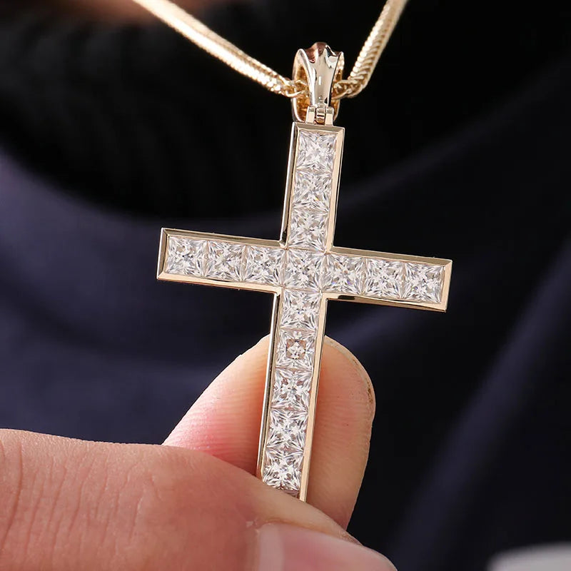 Provence Religion Cross Pendant 14K 18KGold DEF/VS Lab Diamonds Luxury Hip Hop Style Pendant Christianity jewelry Custom