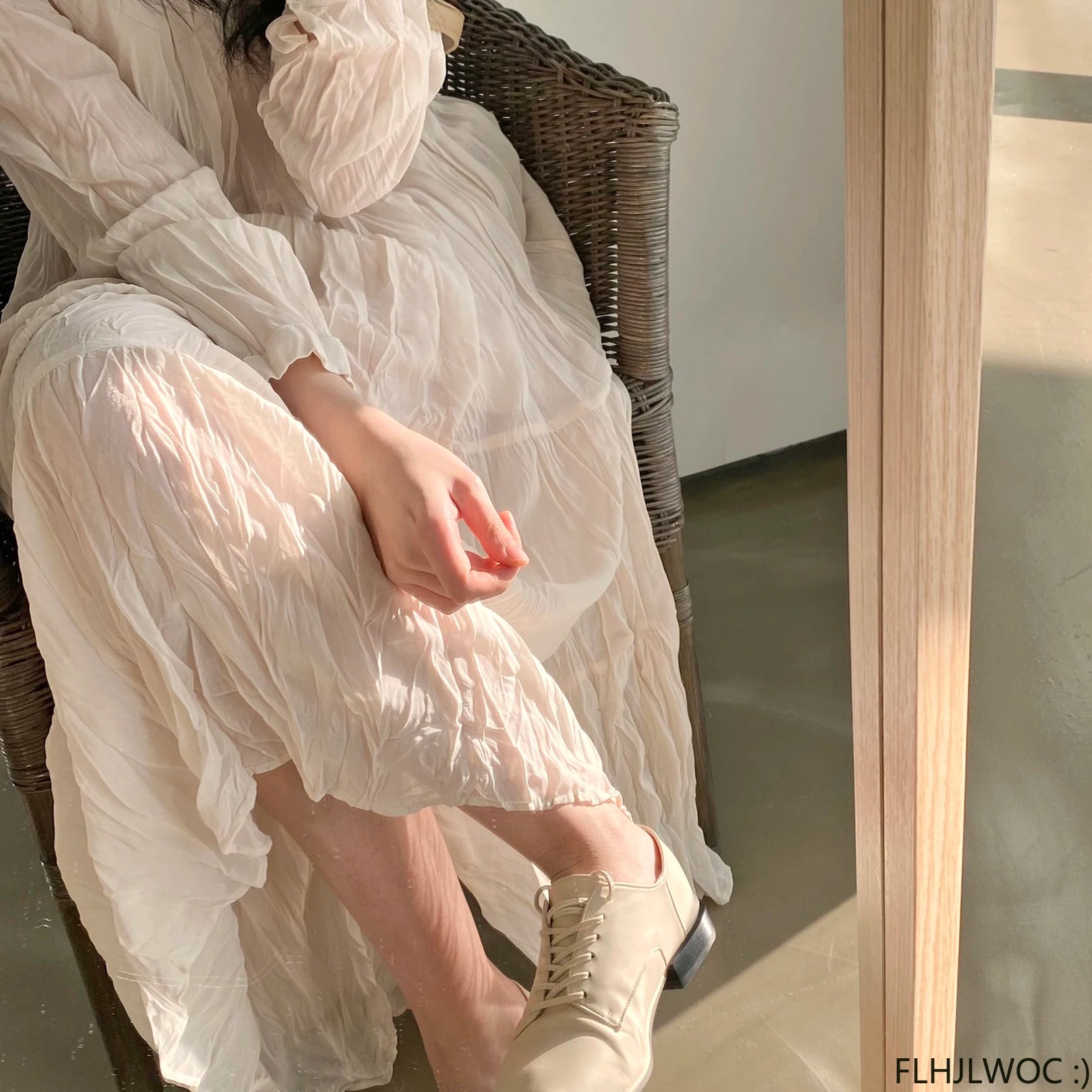 Autumn Spring Wrinkle Loose Dresses New Hot Women Cute Japan Style Retro Vintage Girls Holiday Casual Solid Apricot White Dress