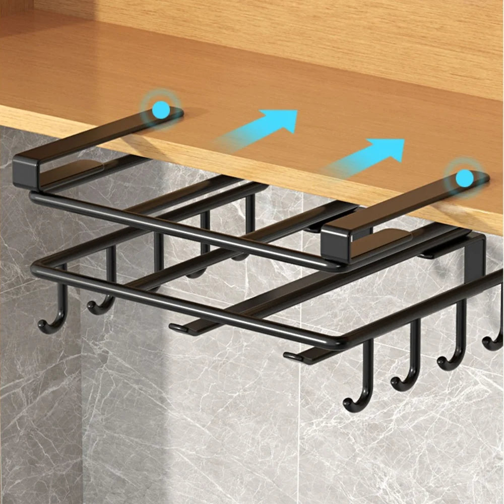 Organizador de cocina colgante con ganchos bajo el armario, soporte para toallas de papel y trapos, tabla de cortar, tapa de olla, estante de almacenamiento