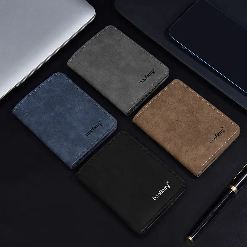 New Men's Short Wallet Simple Casual Card Clips Slim Male Wallet Driver's License Card Holder Thin Bifold Wallet For Man