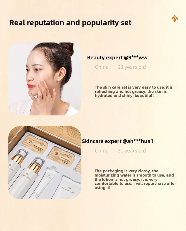 Royal Jelly Moisturizing and Anti-Wrinkle Set Reduces Fine Lines Repairs Skin Hydrates Brightens Anti-Aging Firming Skin care