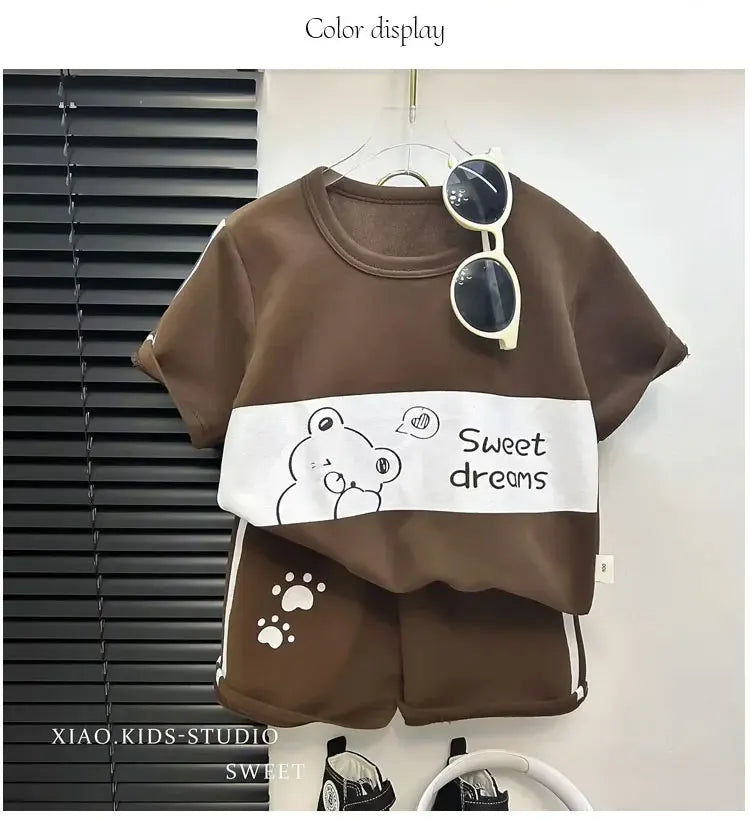 Children's Summer 2-Piece Cotton T-Shirt and Shorts Set - Unisex