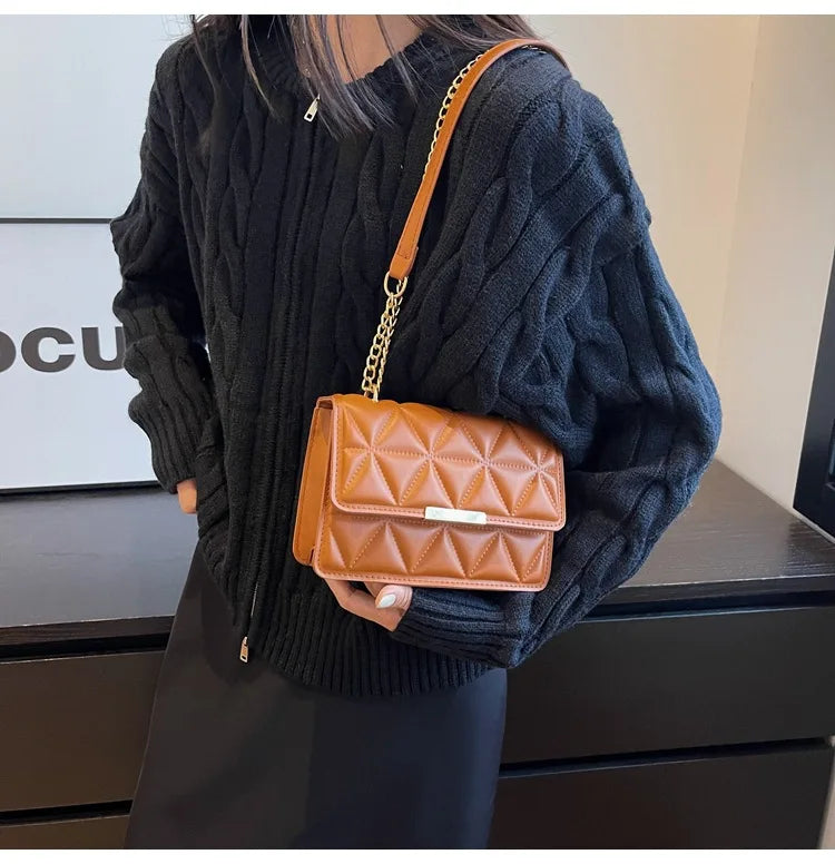 Women Quilted Chain Crossbody Bag Fashion Small Square Shoulder Purse Multi Color Casual Daily Handbag