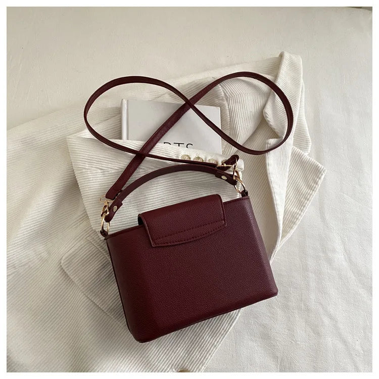 Minimalist Square Shoulder Bag - Women's PU Crossbody Handbag