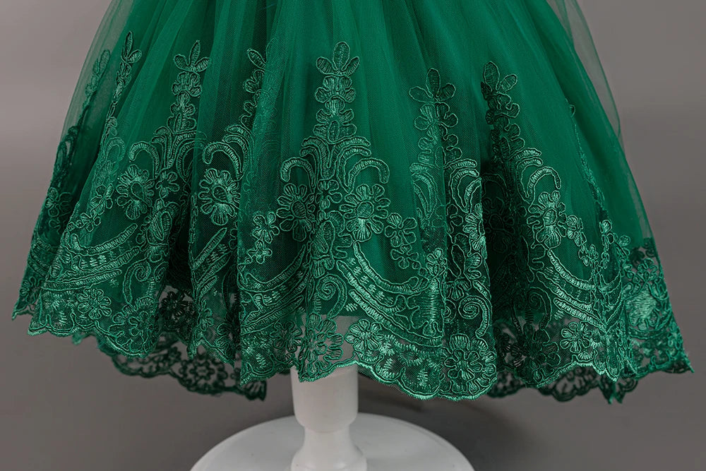 Hetiso Girls Flower Embroidery Party Dresses Kids Summer Formal Holiday Birthday Gown Kids Trailing Evening Princess Clothes 1-6