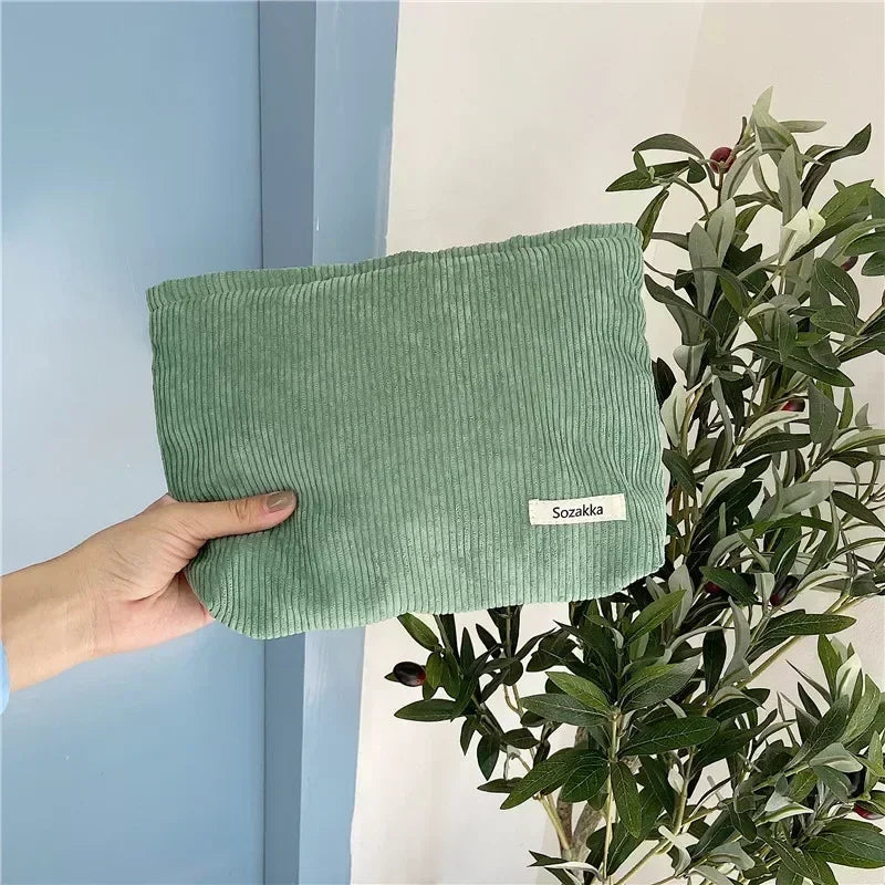 Soft Large Cosmetic Bags Women'S Neceser Makeup Toiletry Bag Fashion Travel Make Up Bag Corduroy Brush Pencil Organizer Case