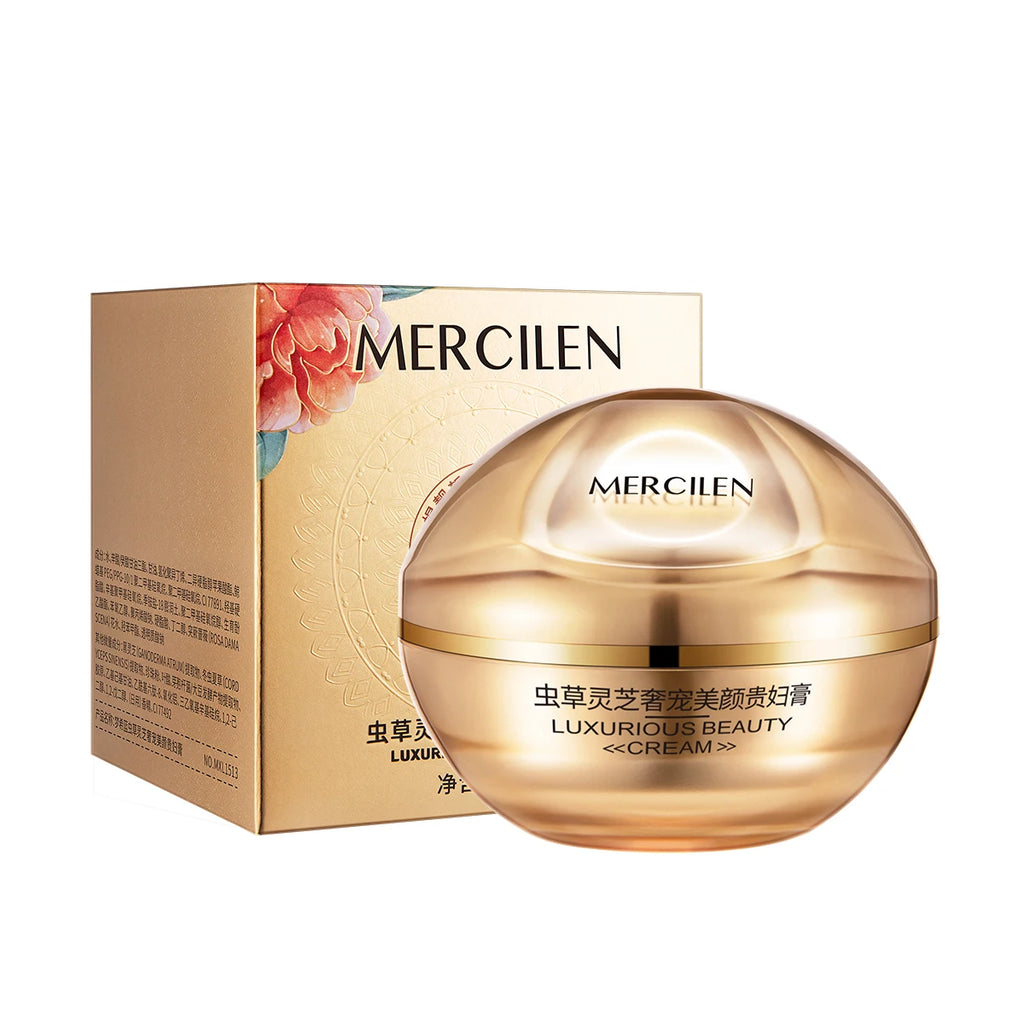 Mercilen Cordyceps Ganoderma Beauty Cream 50g, Daily Facial Care, Moisturizing and Firming Cream, Brightening and Concealing Blemishes, Even Skin Tone, Minimizes Pores, Long-Lasting Hydration and Radiance, Makes Skin Look You