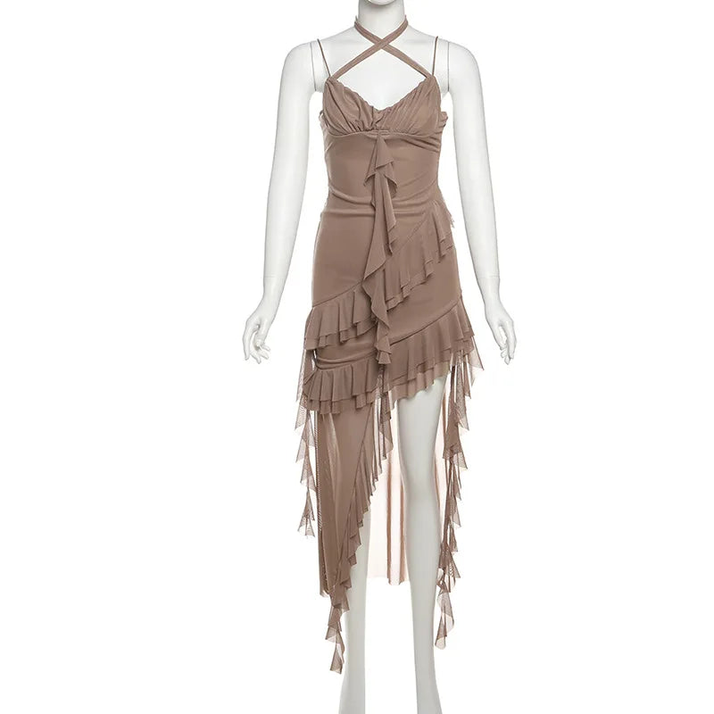 Fashionable Strapless Slim Fit Long Dress Sexy Trendy Girl High Waist Irregular Design Knitted Pure Color Spring New Arrival