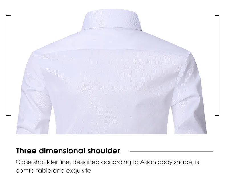 Men's Long Sleeved Slim Fit Elastic Shirt and Non Ironing Black Shirt Men's Solid Color Versatile Business Inch Men's Clothing