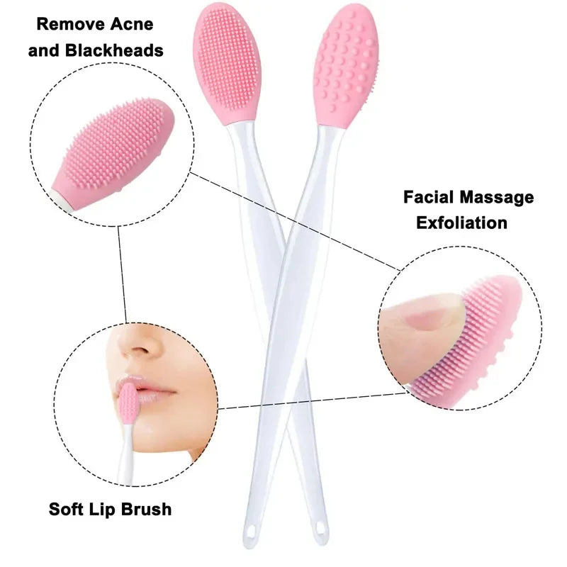 1/2PCS Face Silicone Brush Double-Sided Nose  Lip Face Clean cleansing stick Blackhead Removal Acne Makeup Brush