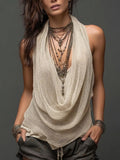 Sexy Hot Girl Vest+irregular Knitted Sweater Two-piece Set Female Summer Fashion V-neck Sleeveless T-shirt Lady Solid Streetwear