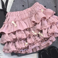 Women Short Skirt Female Elastic Waist Tutu Skirts Ruffled A-line Mini Pleated Cake Skirt