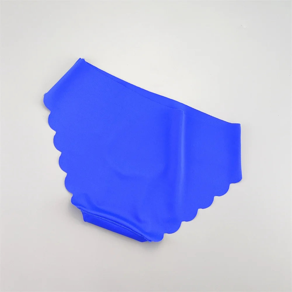 3Pcs/set Ruffle Cut Ice Silk Seamless Underwear Women Plus Size Thin Panties Drop Waist Hip Lift Briefs Female Underpants