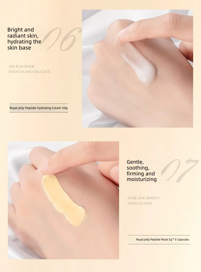 Royal Jelly Moisturizing and Anti-Wrinkle Set Reduces Fine Lines Repairs Skin Hydrates Brightens Anti-Aging Firming Skin care