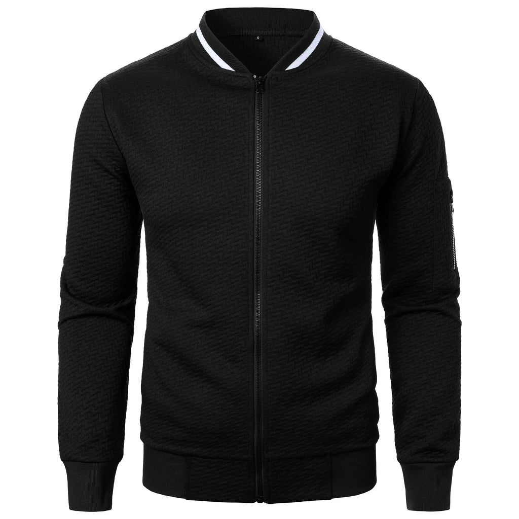 New Men's New Zip Stand Collar Sweatshirt Jacket Men's Casual Jacquard Cardigan Sweatshirts Baseball Jackets Men Clothing