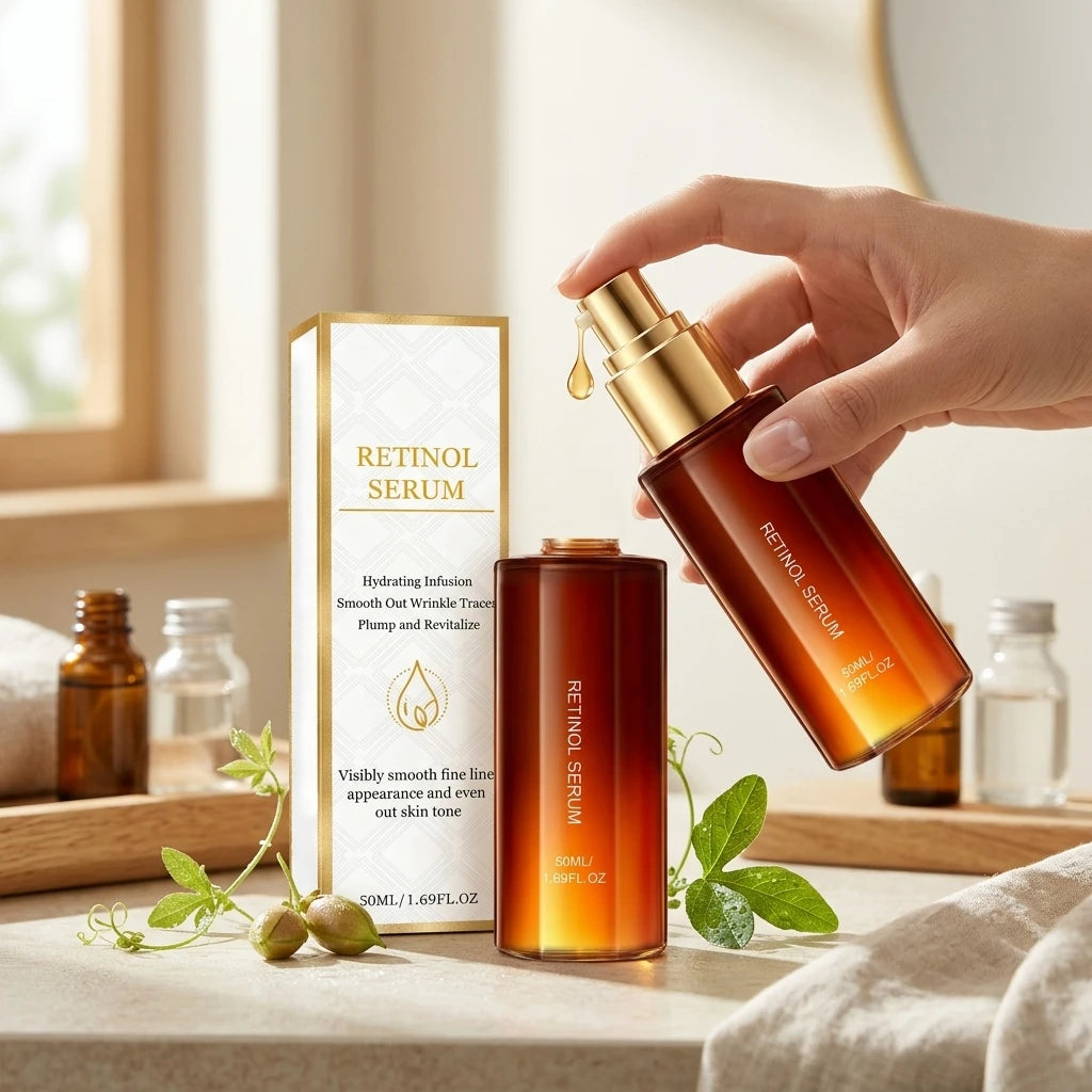 Retinol Facial Serum Moisturizing Soothing Skin Shrink Pore Reduce Fine Line Fade Dark Spot Brightening Lightweight Face Essence
