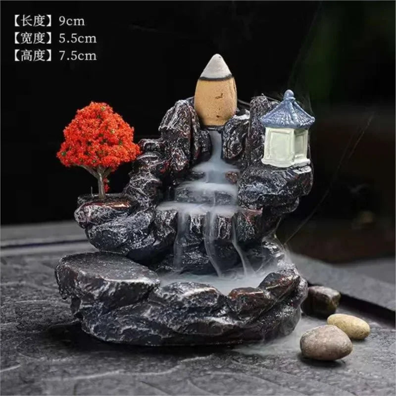 Zen Backflow Incense Burner – Mountain Waterfall Censer