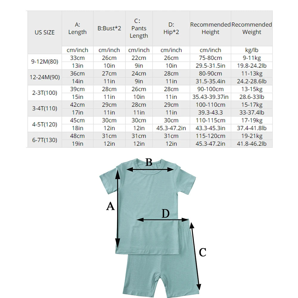 2026 Bamboo Fiber Toddler Kids Pajamas Clothes Solid Hight Elasticity Breathable Sleepwear Set For 9M-7T Boy Girl Loungewear