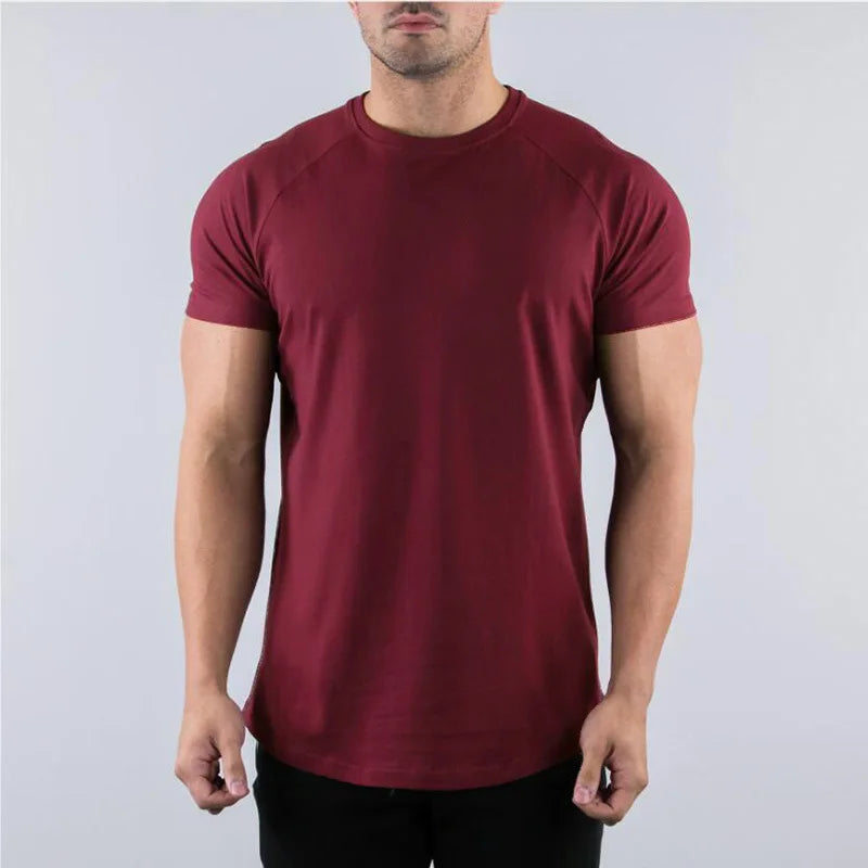 Men'S Summer Skinny Casual T-Shirt Short Sleeve Tee Male Gym Fitness Sport Cotton Tops Man Running Workouts Sweatshirt Clothing