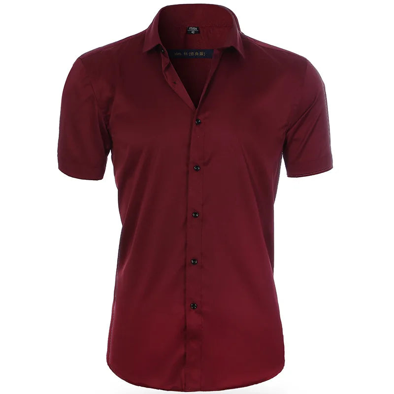Men's Long Sleeve Dress Shirt Slim Fit Non-Iron Black Business Shirt